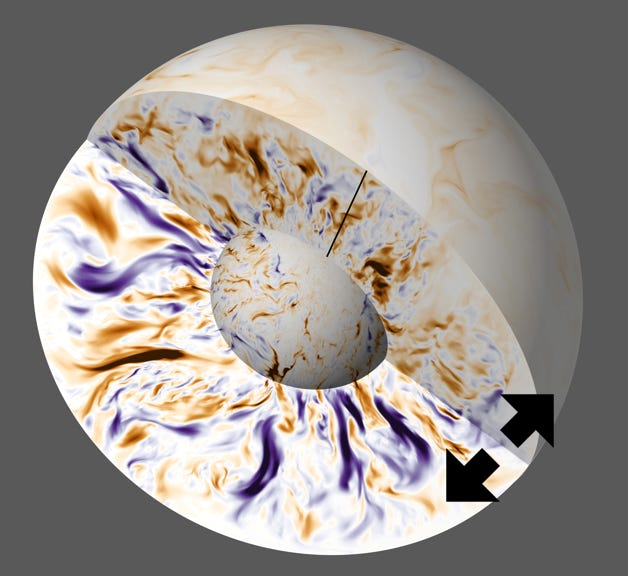 radial magnetic field rendering in a high-resolution numiercal geodynamo simulation