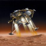 Vue d'artiste de l'atterrissage d'InSight sur Mars. © IPGP - Manchu - Agence 21