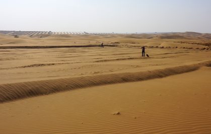 Landscape-scale experiment reveals how dune size is selected