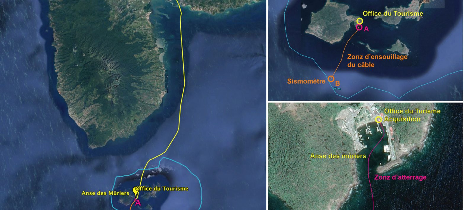 Implantation d’un observatoire sous-marin au sud de Terre-de-Bas, en Guadeloupe