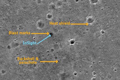 Le satellite Trace Gas Orbiter de l'ESA immortalise InSight depuis l'orbite martienne