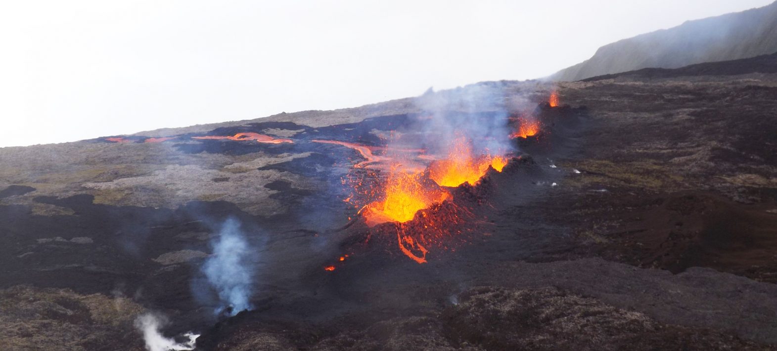 Eruption in progress at Piton de la Fournaise on Reunion Island