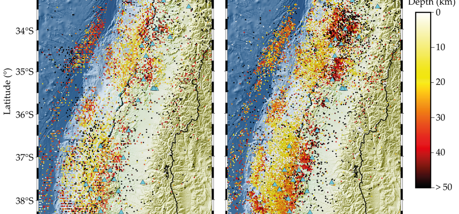 Spatio-temporal study of seismicity in subduction zones from inhomogeneous seismic networks with artificial intelligence