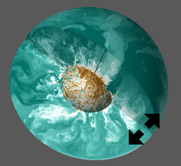 density anomaly field rendering in a high-resolution numiercal geodynamo simulation